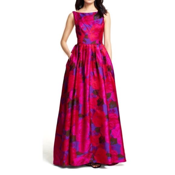 ⬇️REDUCED!! ADRIANNA PAPELL | Purple Floral Gown Women's Size 12 - Picture 3 of 16